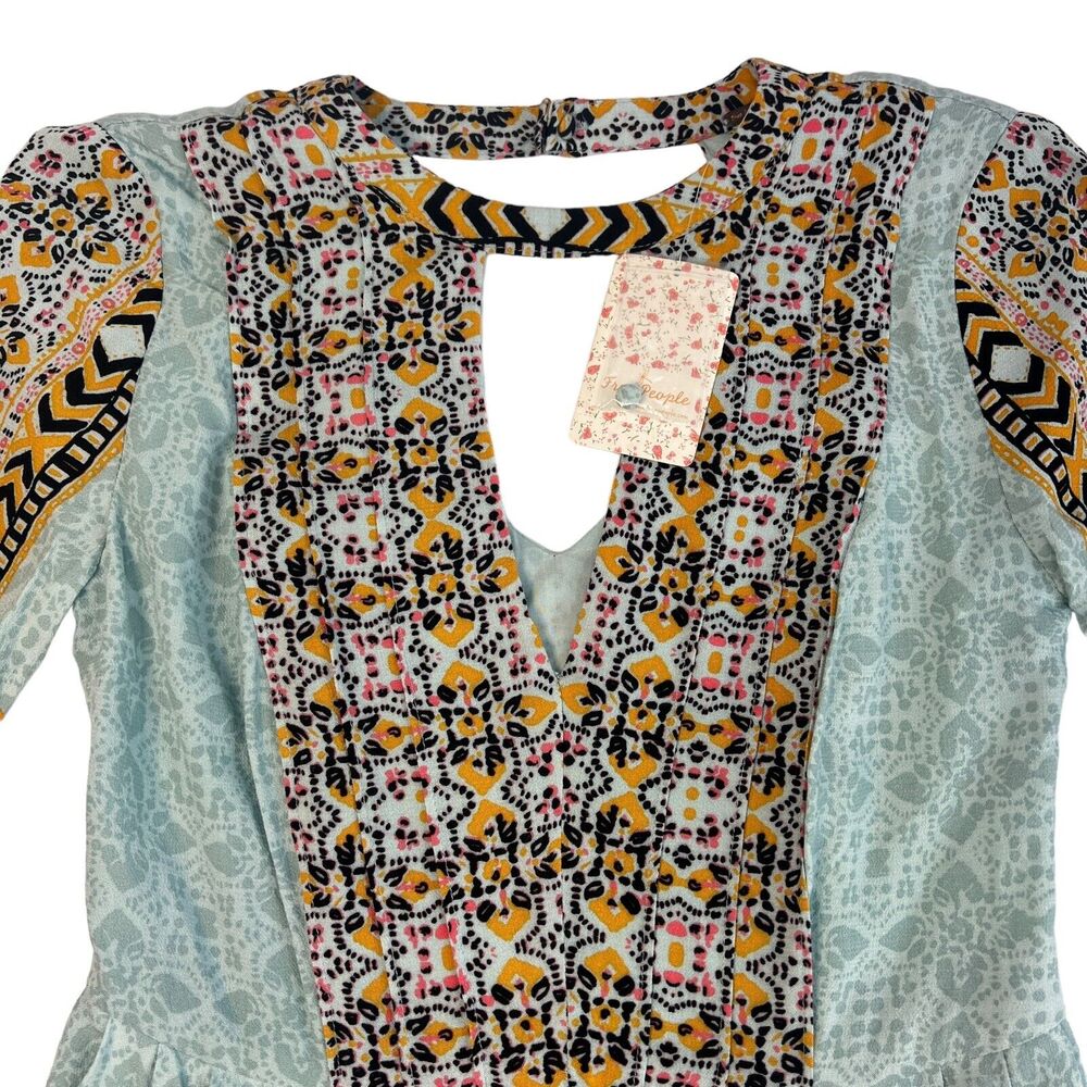 Free People Tegan Border Mini Dress Hippee Festival Boho Womens Size 0 NWT - Picture 3 of 13